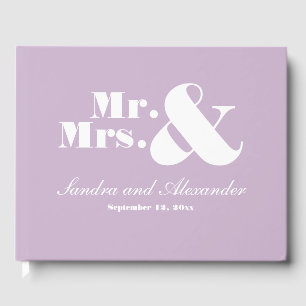 Elegant Modern Minimal Lavender Purple Wedding Guest Book