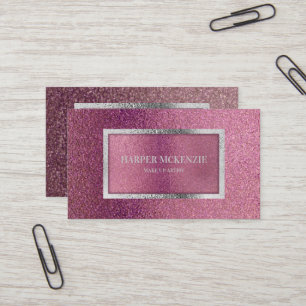 Elegant Modern Minimal Metallic Pink Purple Silver Business Card