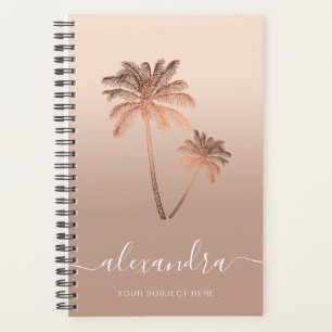 Elegant modern minimal ombre rose gold palms planner