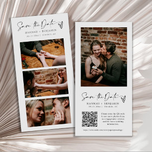 Elegant Modern Minimal Photo Booth Strip QR Code Save The Date