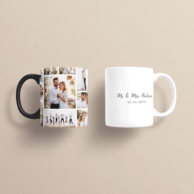Elegant modern minimal photo collage wedding mug (Creator Uploaded)