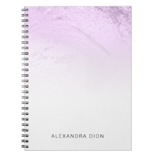 Elegant modern minimal purple glitter marble notebook