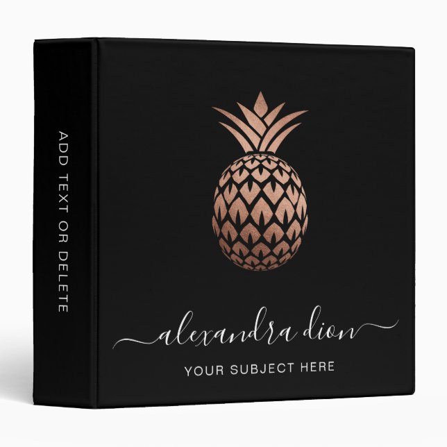 Elegant modern minimal rose gold back pineapple binder (Front/Spine)