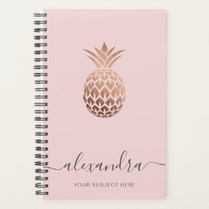 Elegant modern minimal rose gold pink pineapple planner