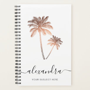 Elegant modern minimal rose gold & white palms planner