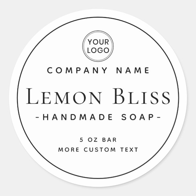 Elegant modern minimal round product label (Front)