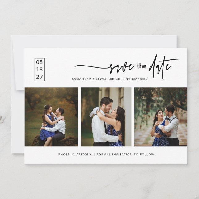 Elegant Modern Minimal Save the Date Photo QR Code Invitation (Front)