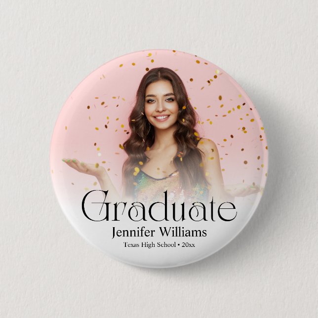 elegant modern minimal script  photo Graduation  2 Inch Round Button (Front)