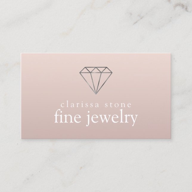 Elegant modern minimal silver fine jewellery business card (Front)