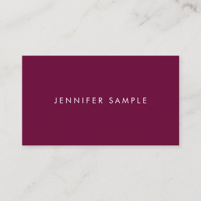 Elegant Modern Minimal Template Rich Burgundy Business Card (Front)