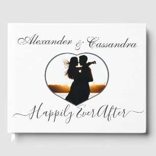  Elegant Modern Minimal White Black Photo Wedding Guest Book