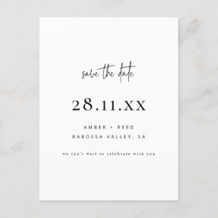 Elegant Modern Minimal White Simple Save The Date Announcement Postcard