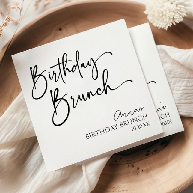 Elegant Modern Minimalist Birthday Brunch Party Napkin (Creator Uploaded)