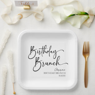 Elegant Modern Minimalist Birthday Brunch Party Paper Plate