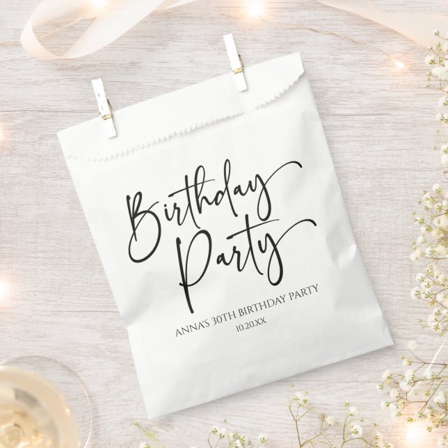 Elegant Modern Minimalist Birthday Party Favour Bag (Clipped)