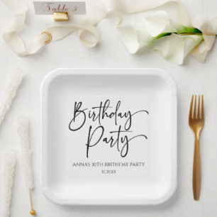 Elegant Modern Minimalist Birthday Party Paper Plate