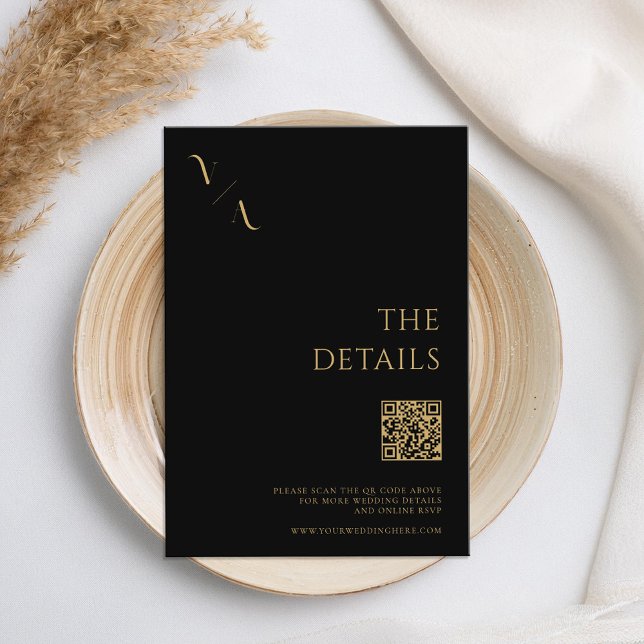 Elegant Modern Minimalist Black and Gold Wedding Enclosure Card (Creator Uploaded)