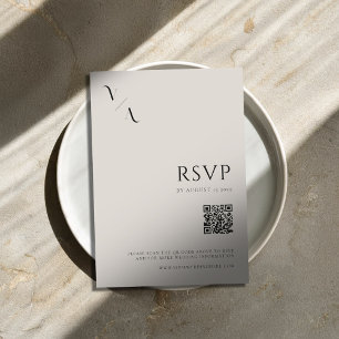 Elegant Modern Minimalist Black and Ivory Wedding RSVP Card