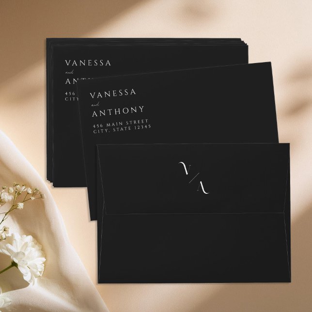 Elegant Modern Minimalist Black and White Wedding Envelope (Creator Uploaded)