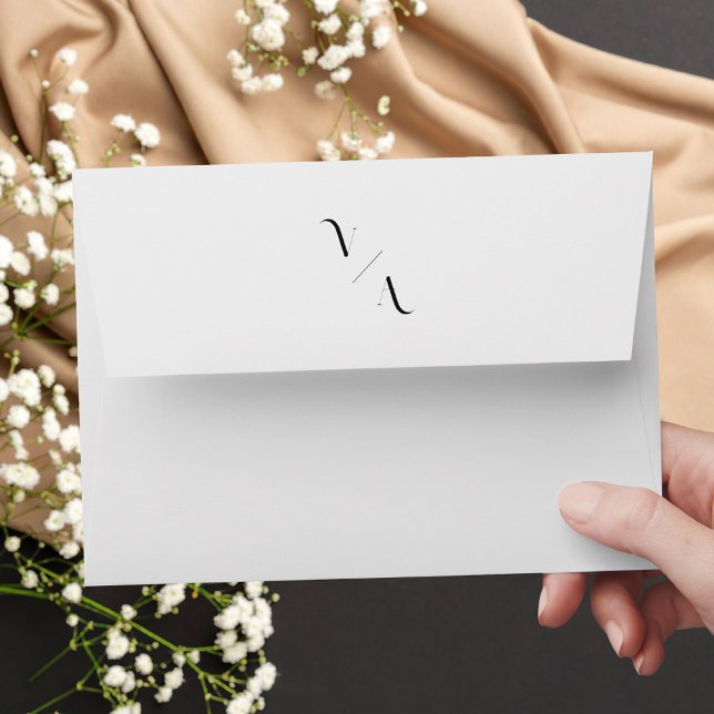 Elegant Modern Minimalist Black and White Wedding Envelope (Creator Uploaded)