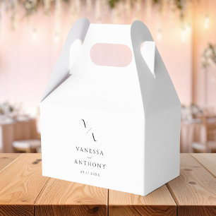 Elegant Modern Minimalist Black and White Wedding Favor Box