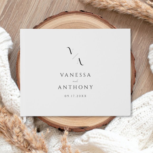 Elegant Modern Minimalist Black and White Wedding Guest Book (Creator Uploaded)