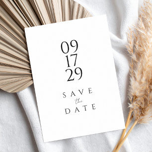 Elegant Modern Minimalist Black and White Wedding Save The Date