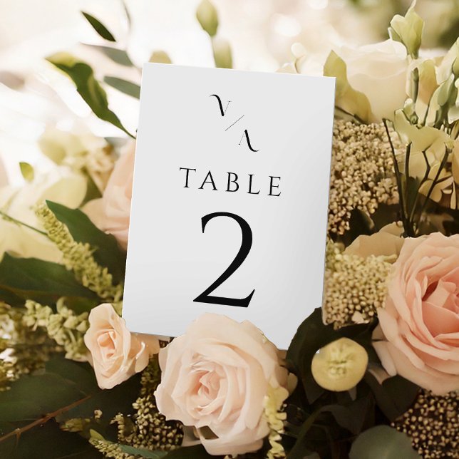 Elegant Modern Minimalist Black and White Wedding Table Number (Creator Uploaded)
