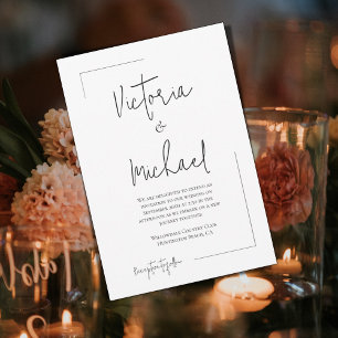 Elegant Modern Minimalist Black & White Wedding Invitation