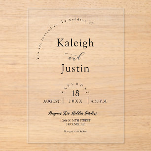 Elegant Modern Minimalist Boho Arch Wedding Custom Acrylic Invitations