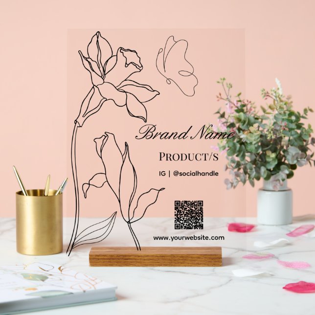 Elegant Modern Minimalist Business  Acrylic Sign (Wedding)