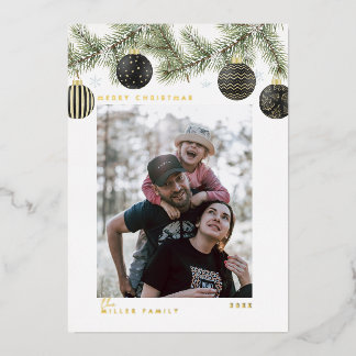 Elegant Modern Minimalist Christmas Foil Holiday Card