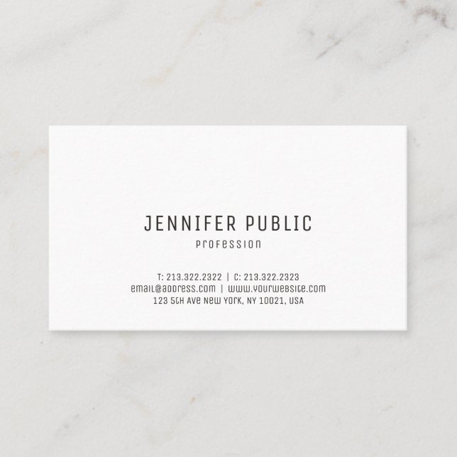 Elegant Modern Minimalist Design Plain Trendy Business Card (Front)
