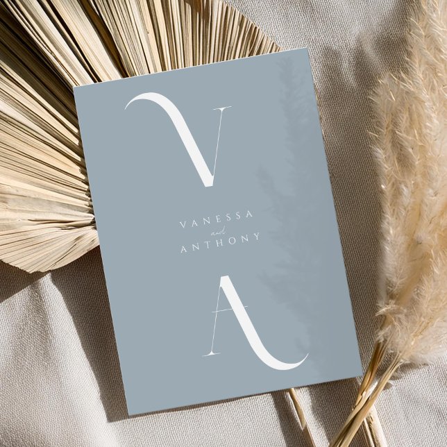 Elegant Modern Minimalist Dusty Blue Wedding Invitation (Creator Uploaded)