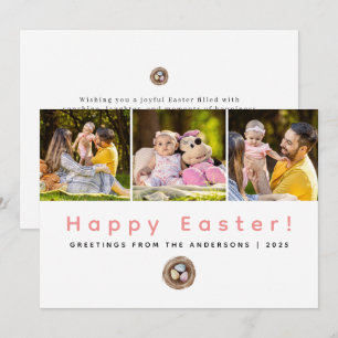 Elegant Modern Minimalist Happy Easter 3 Photo Holiday Card