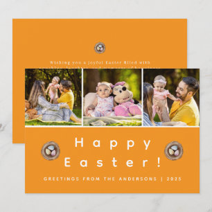 Elegant Modern Minimalist Happy Easter 3 Photo Holiday Card