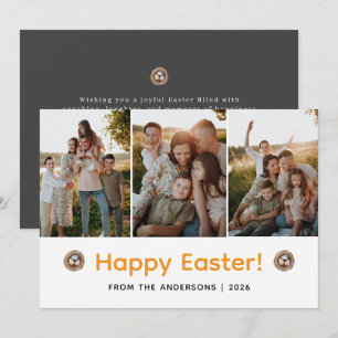 Elegant Modern Minimalist Happy Easter 3 Photo Holiday Card