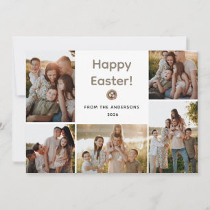 Elegant Modern Minimalist Happy Easter 5 Photo Holiday Card
