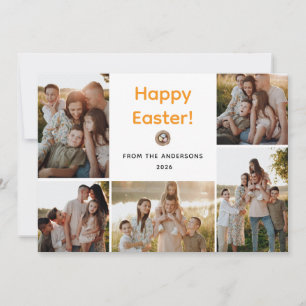 Elegant Modern Minimalist Happy Easter 5 Photo Holiday Card