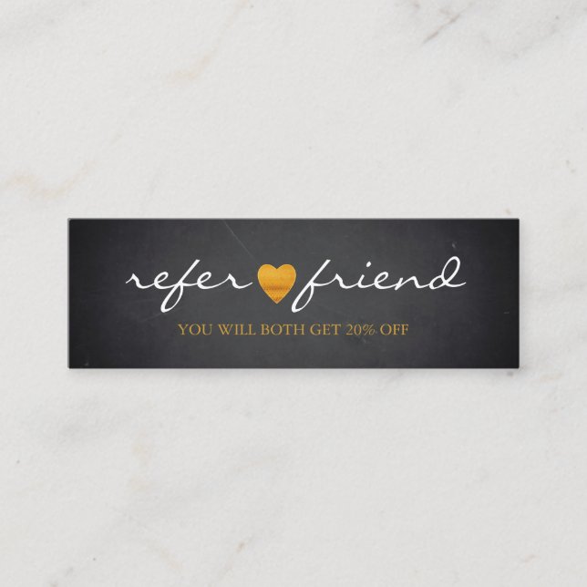 Elegant Modern Minimalist Heart Referral Card (Front)