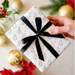 Elegant modern minimalist holly pattern  wrapping paper sheet