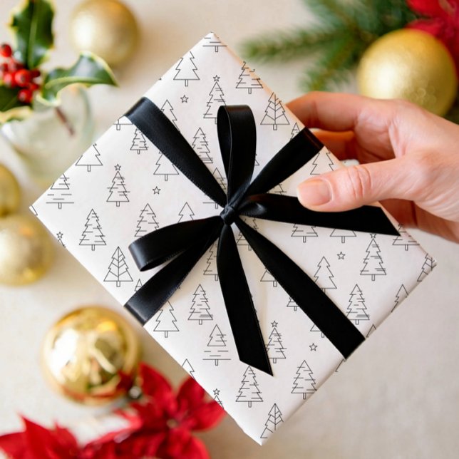 Elegant modern minimalist holly pattern  wrapping paper sheet (Creator Uploaded)