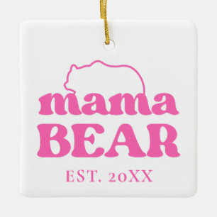 Elegant Modern Minimalist Mama Bear Stylish Ceramic Ornament