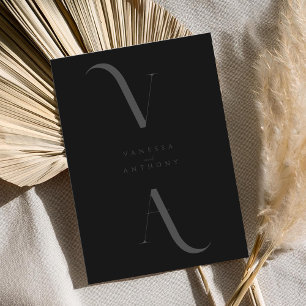 Elegant Modern Minimalist Matte Black Wedding Invitation