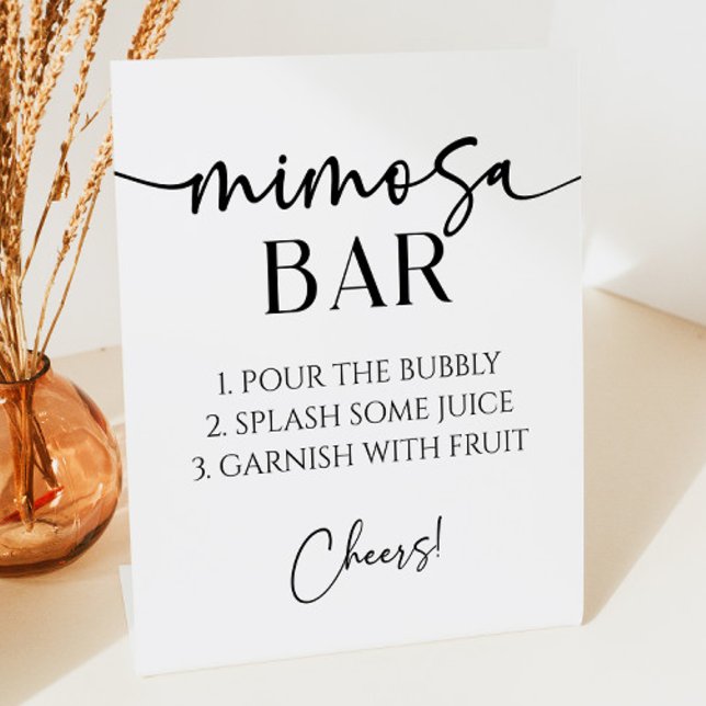 Elegant Modern Minimalist Mimosa Bar Pedestal Sign (Creator Uploaded)