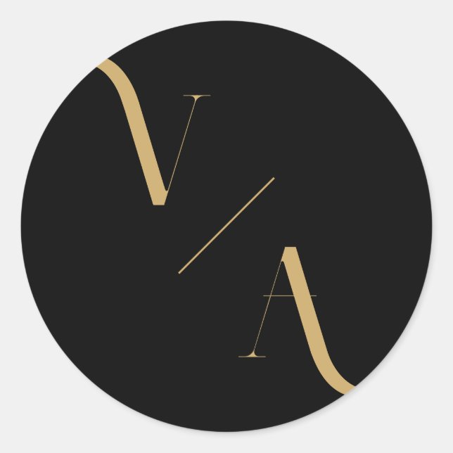Elegant Modern Minimalist Monogram Wedding Classic Round Sticker (Front)