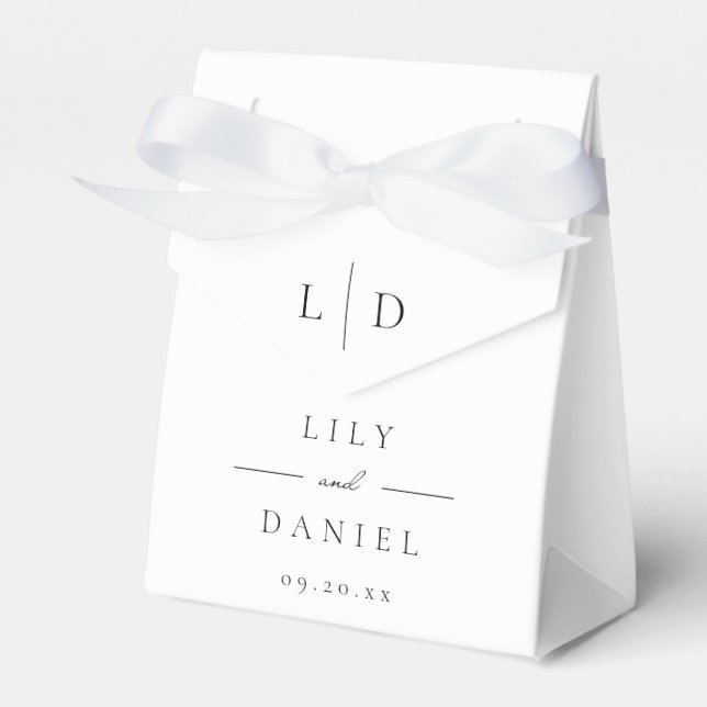Elegant Modern Minimalist Monogram Wedding  Favor Box (Front Side)