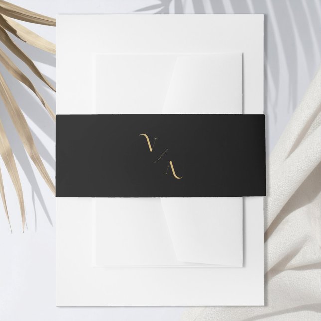 Elegant Modern Minimalist Monogram Wedding Invitation Belly Band (Creator Uploaded)