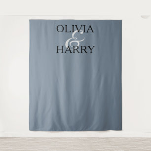 Elegant Modern Minimalist Names Wedding Backdrop Tapestry