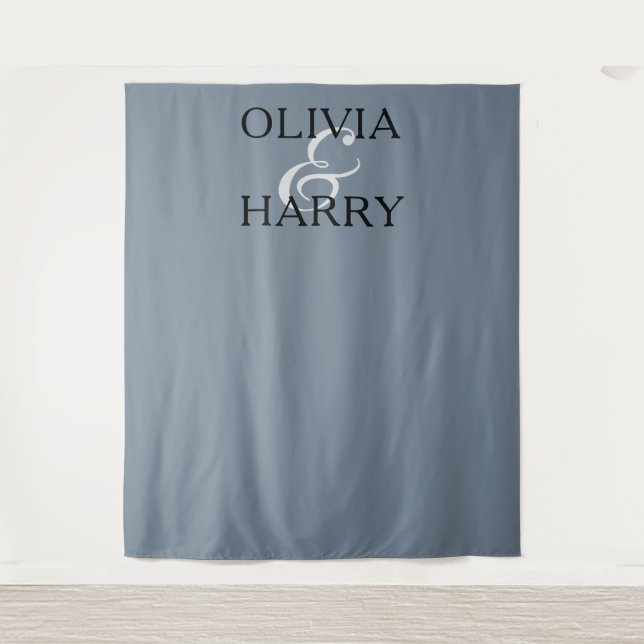 Elegant Modern Minimalist Names Wedding Backdrop  Tapestry (Front)